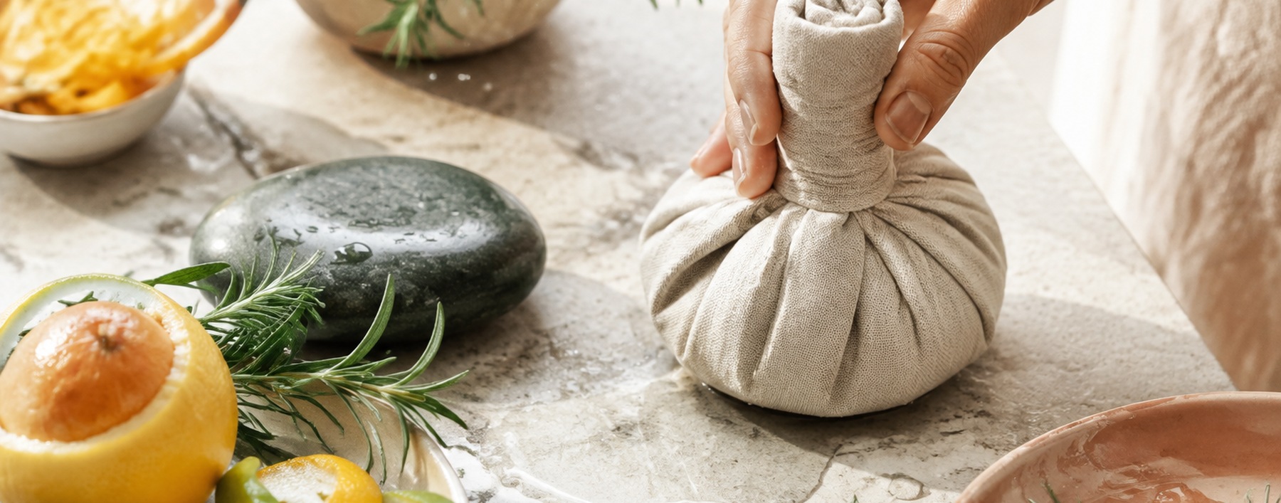 Compresas botánicas y cítricos para un ritual de vitalidad